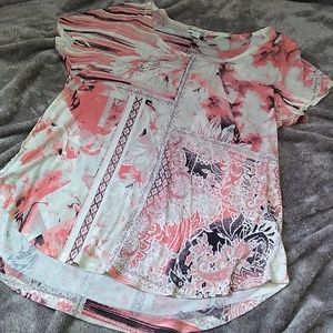 World Unity boho rhinestone floral top